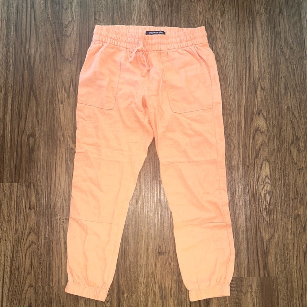 Light orange Calvin Klein Jeans brand linen ankle length joggers